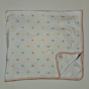 Amazon Essentials Stars Peach White 100% Cotton Baby Blanket Lovey Blue Yellow